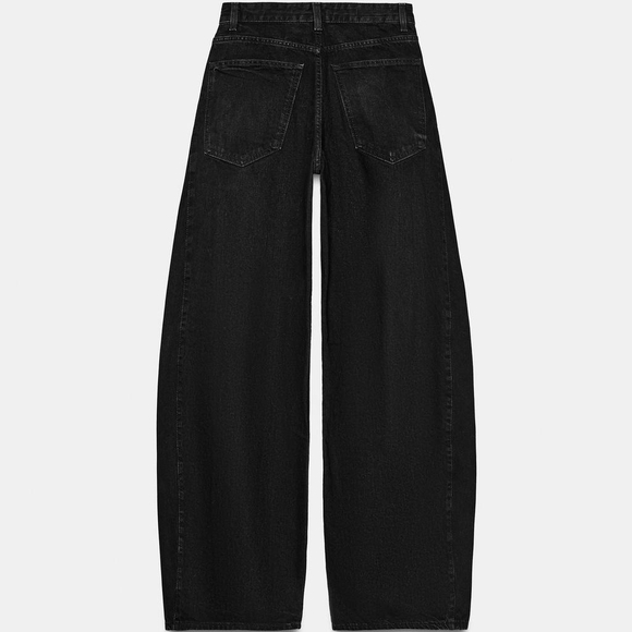 Zara Women's Mid-rise Oversize Black Flare Jeans - Picture 5 of 16